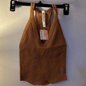 FP Movement by Free People Brown Ribbed Tank Top